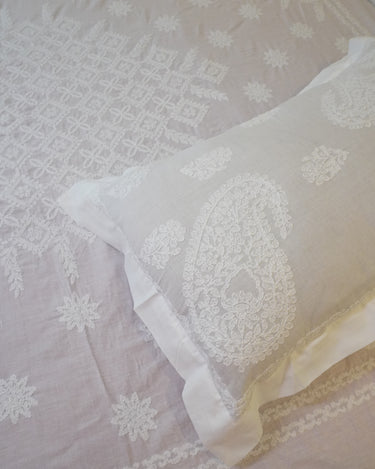 pure cotton chikankari bedsheet | pillow view