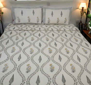 Pine Grove Handblock Quilted Bedcover Set - front view