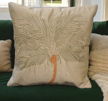 Tropical Palm Embroidered 16 x 16 Cushion Cover - front view