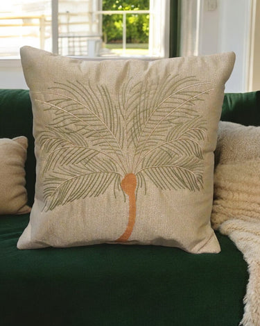 Tropical Palm Embroidered 16 x 16 Cushion Cover - front view