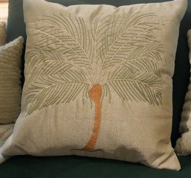 Tropical Palm Embroidered 16 x 16 Cushion Cover - side view