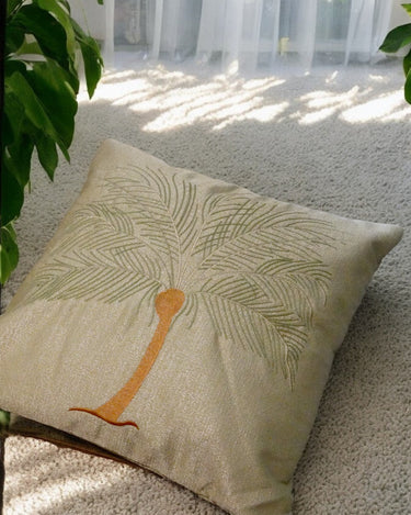 Tropical Palm Embroidered 16 x 16 Cushion Cover - upper view