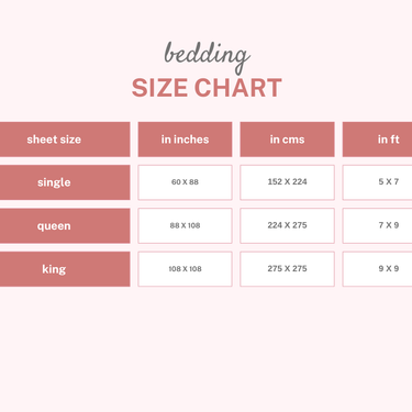 bedsheet size chart