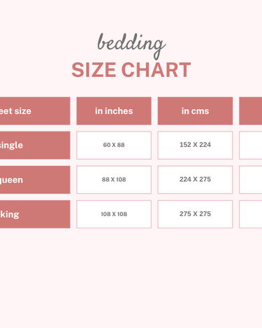 bedsheet size chart