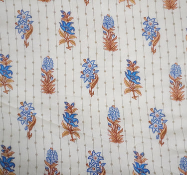 blue floral printed cotton dohar - focus view