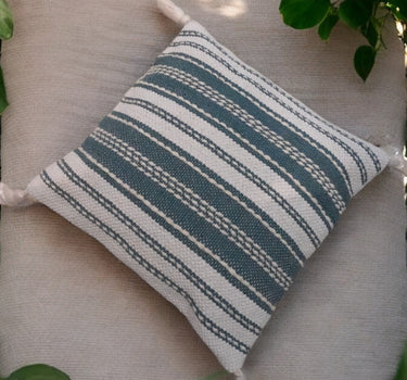 blue jute 16 X 16 cushion cover - upper view