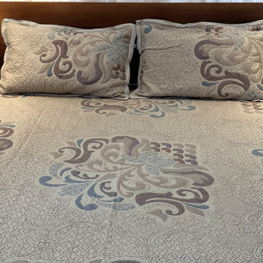 brown knitted designer bedcover | front view