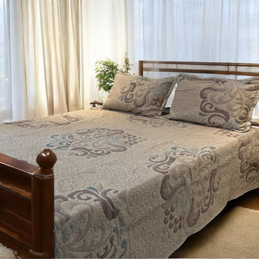 brown knitted designer bedcover | overall view