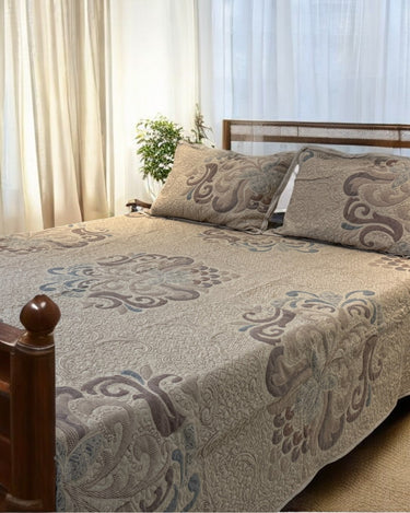 brown knitted designer bedcover | overall view