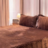 coffee warm velvet bedsheet side view