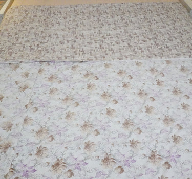 floral pink-brown printed reversible cotton dohar - upper view