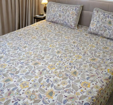 floral printed cotton bedsheet - side view