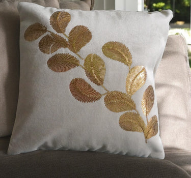 gold leaf sequin cushion cover - front view