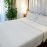 grey & white geometric reversible bedcover set - side view