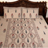 cream jute cotton handblocked bedsheet | front view