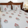 premium jute cotton bedsheet with hand blocked flowers - side view