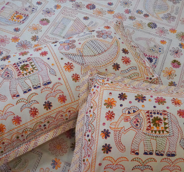 kantha print cotton bedsheet - pillow view