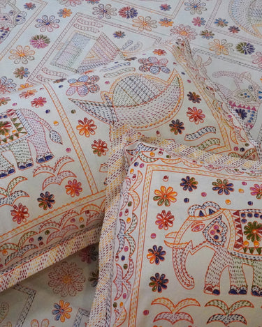 kantha print cotton bedsheet - pillow view