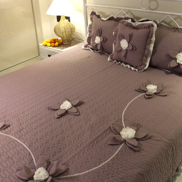 lavender 3d flower bedcover set front view