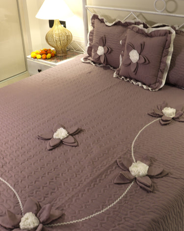 lavender 3d flower bedcover set front view