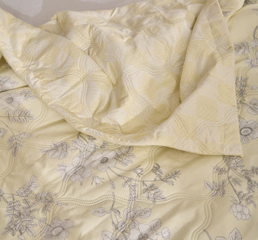 comfortable yellow dohar, perfect for home decor as well. wide view