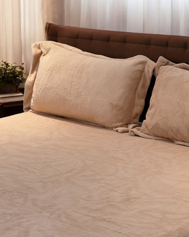 peach velvet warm bedsheet | full view